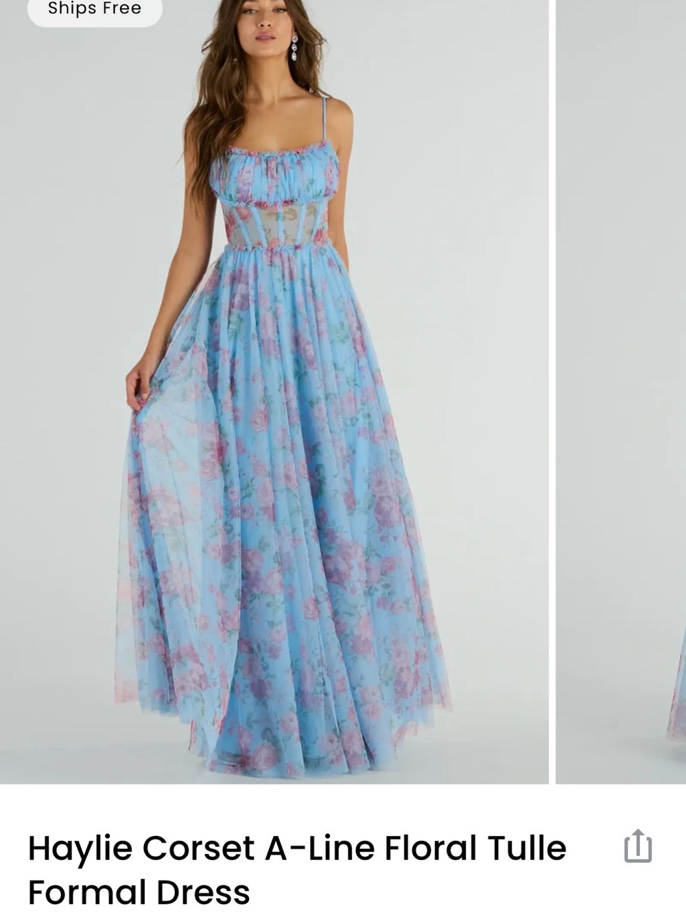 Windsor Sky Blue Floral Maxi Dress chiffon pleated
